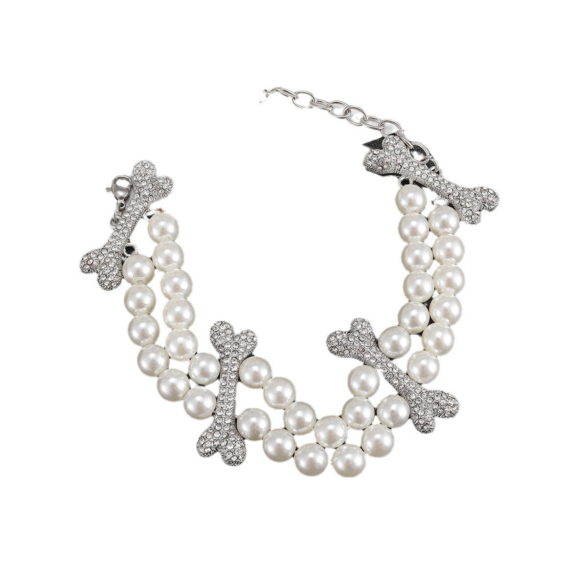 Pearl Full Diamond Bone Female Saturn Necklaces