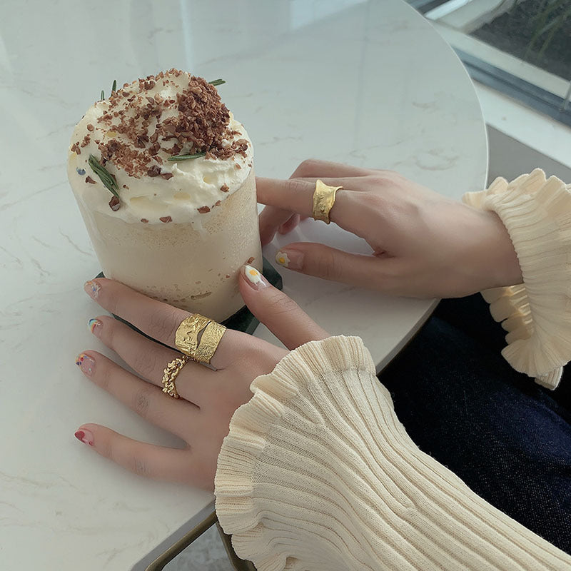 Hollow Hole Light Luxury Personality Sterling Rings