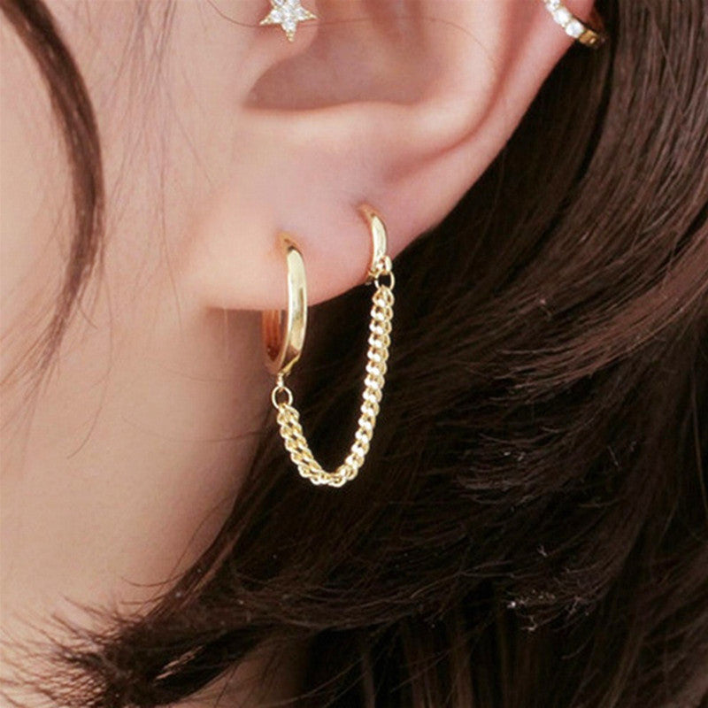 Double One-piece Simple Personality Single Short Ear Buckle