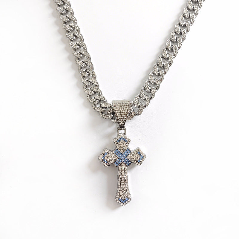 Men's Hop Cross Two-tone Blue Pink Personality Pendants