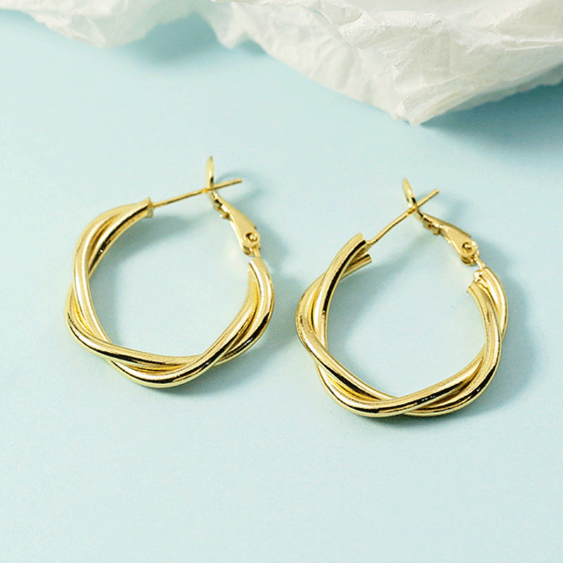 Twisted Twist Circle Female Temperament Personality Earrings