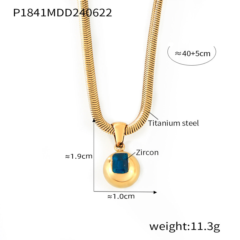 Zircon Titanium Steel Gold Plated Geometric Necklace