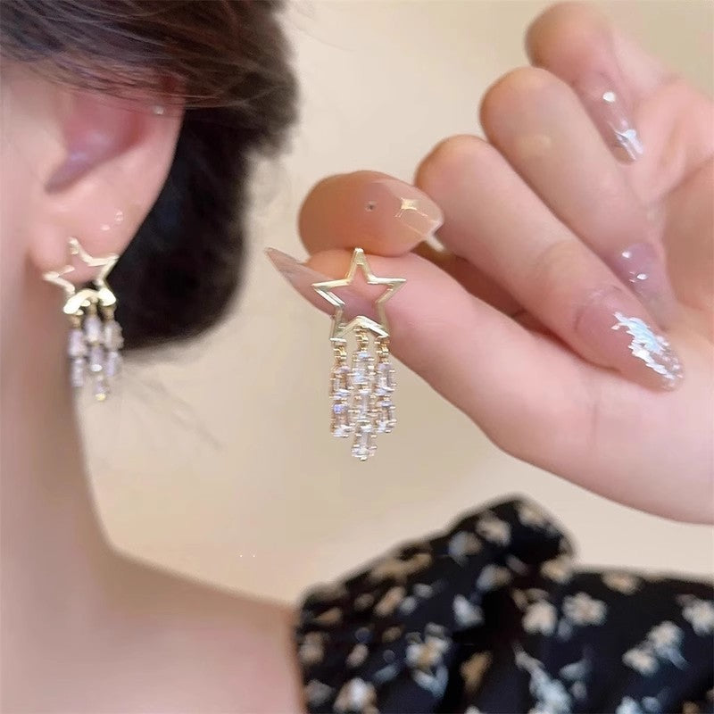 Light Luxury Minority Bow Pearl Graceful Long Earrings