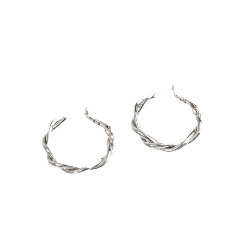 Twist Round Female Minimalist Frosty Style Earrings