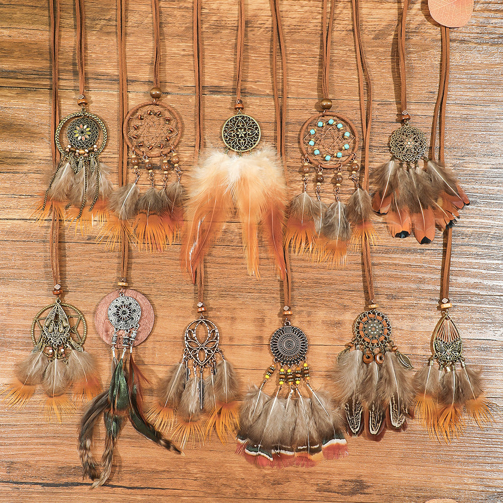 Sweater Chain Hand-woven Feather Scenic Spot Necklaces