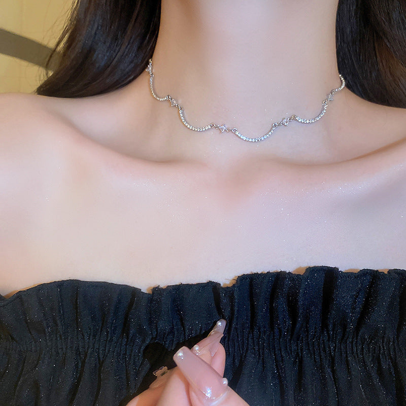 Women's Diamond Water Drop Tassel Light Luxury High-grade Niche Necklaces