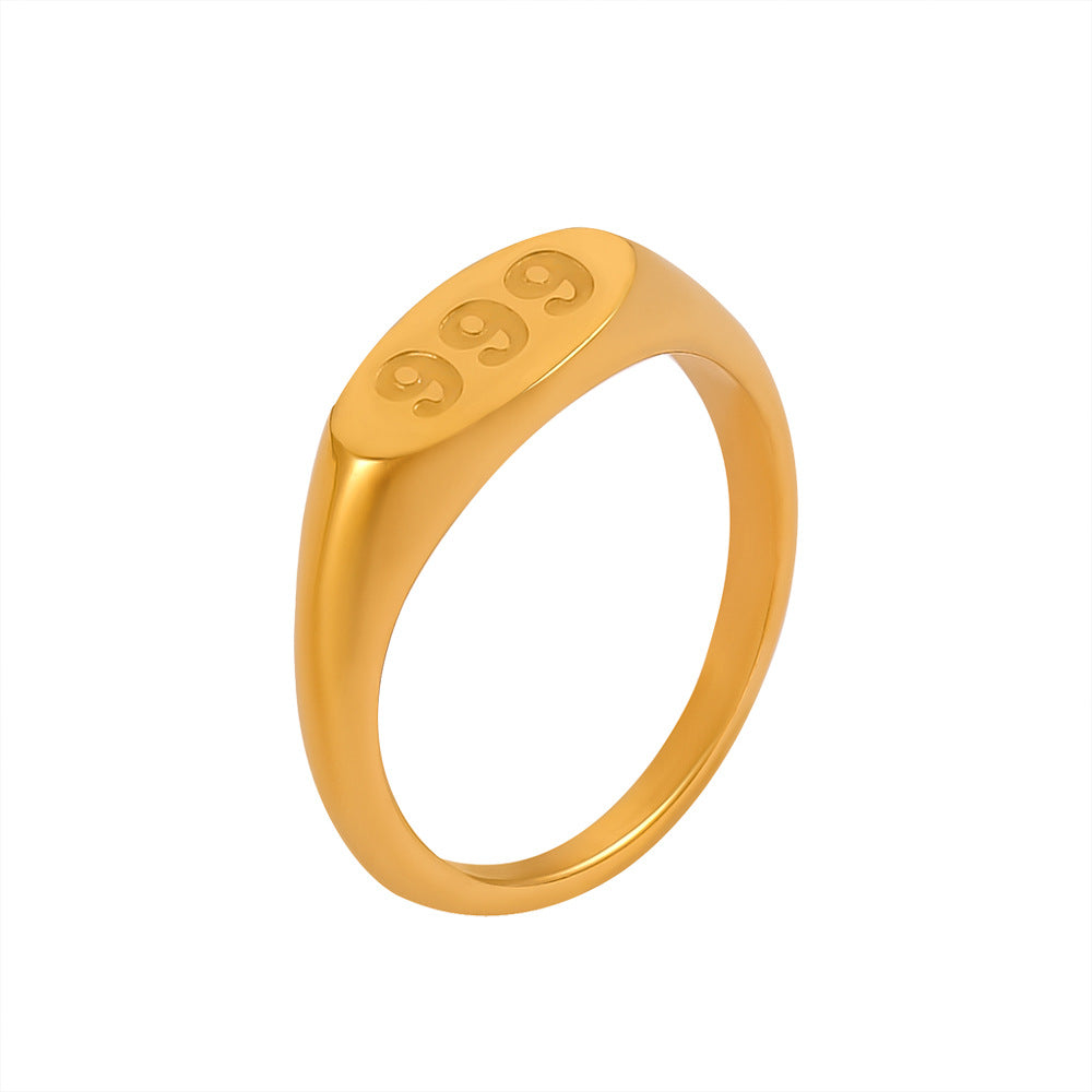 Simple Elegant Index Finger Lucky Number Design Titanium Rings