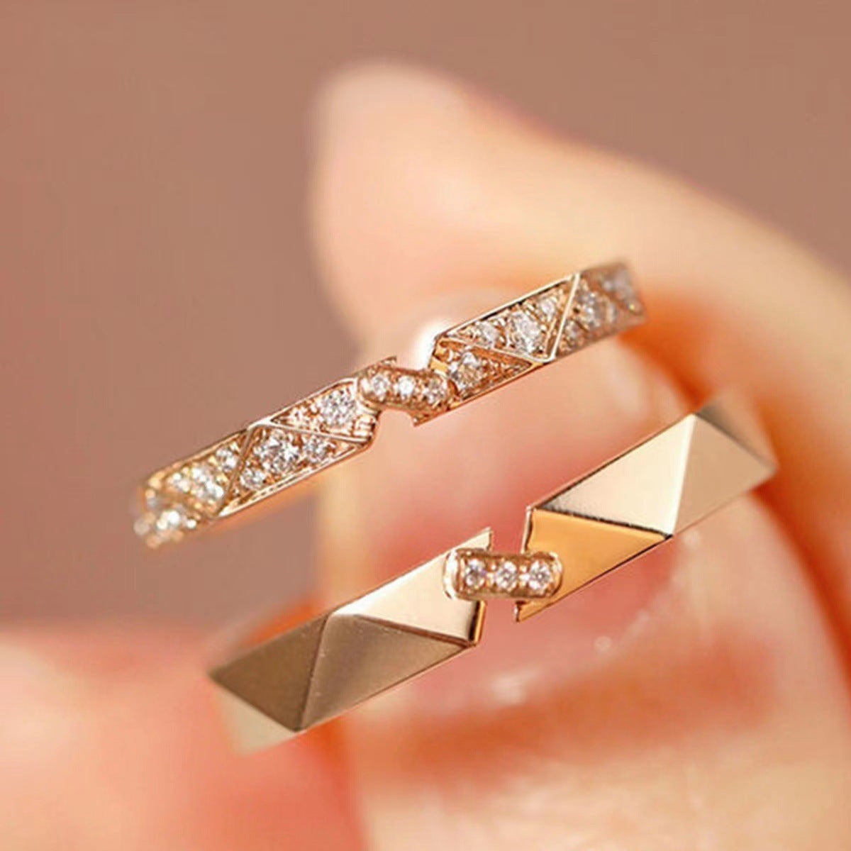 Women's & Men's Long Couple Design Light Luxury High Class Elegant Rings