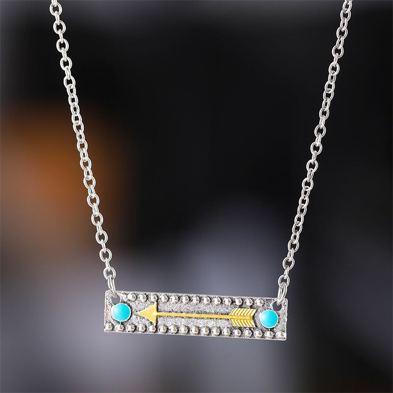 Fashion Vintage Square Turquoise Cross Boho Clavicle Pendants