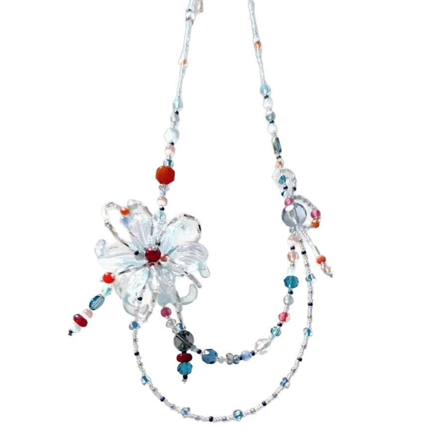 Women's Style Fresh Lily Beaded Creative Unique Design Versatile Clavicle Chain Necklace