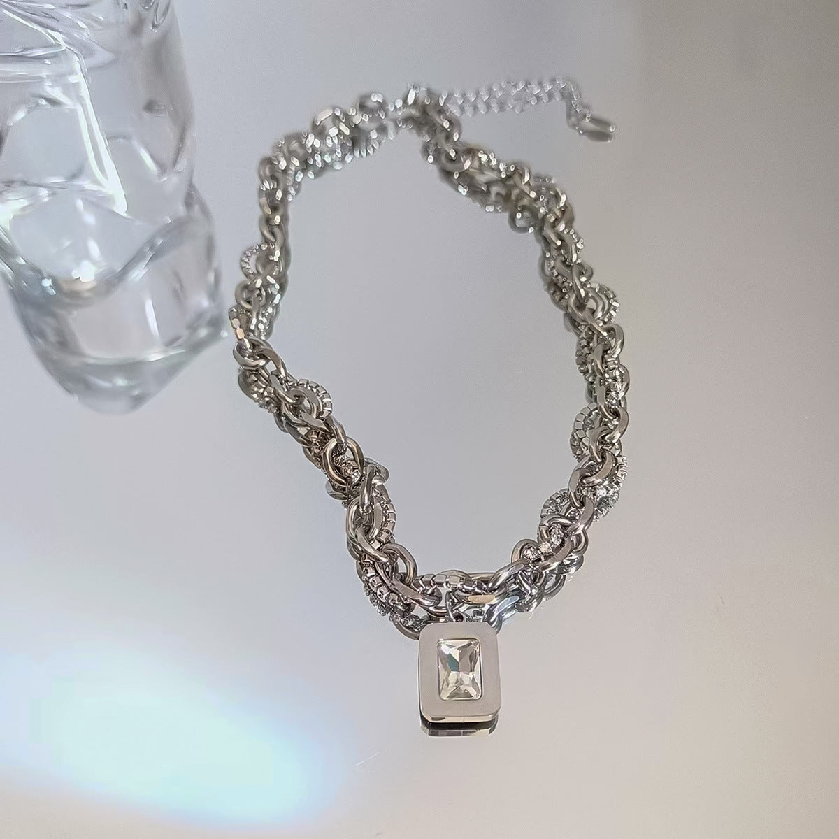 Women's & Men's Sweet Cool Hot Zircon Winding Stitching Cold Necklaces
