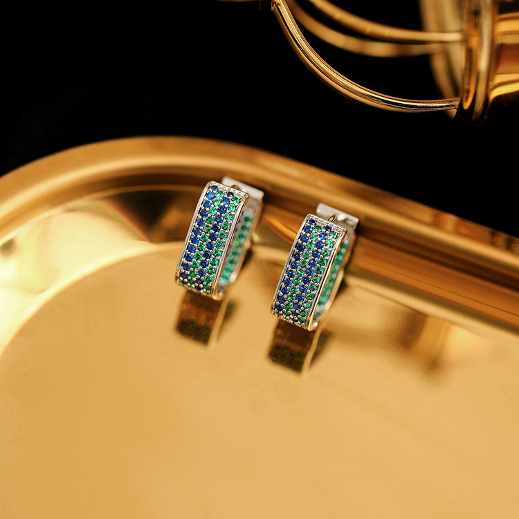 Luxury Style Geometric Simple Female Micro Inlaid Zirconium Unique Design Earrings