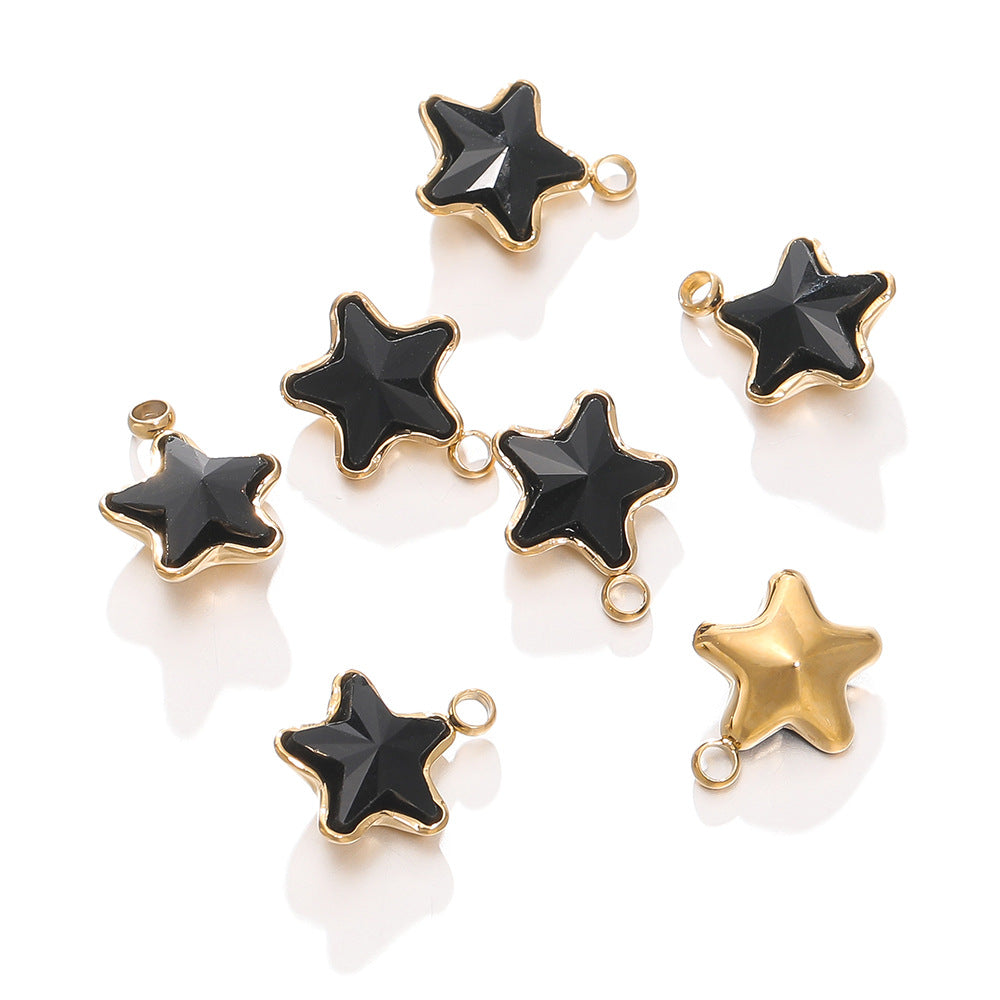 Color Five-pointed Star Retaining Diamond Handmade Pendants