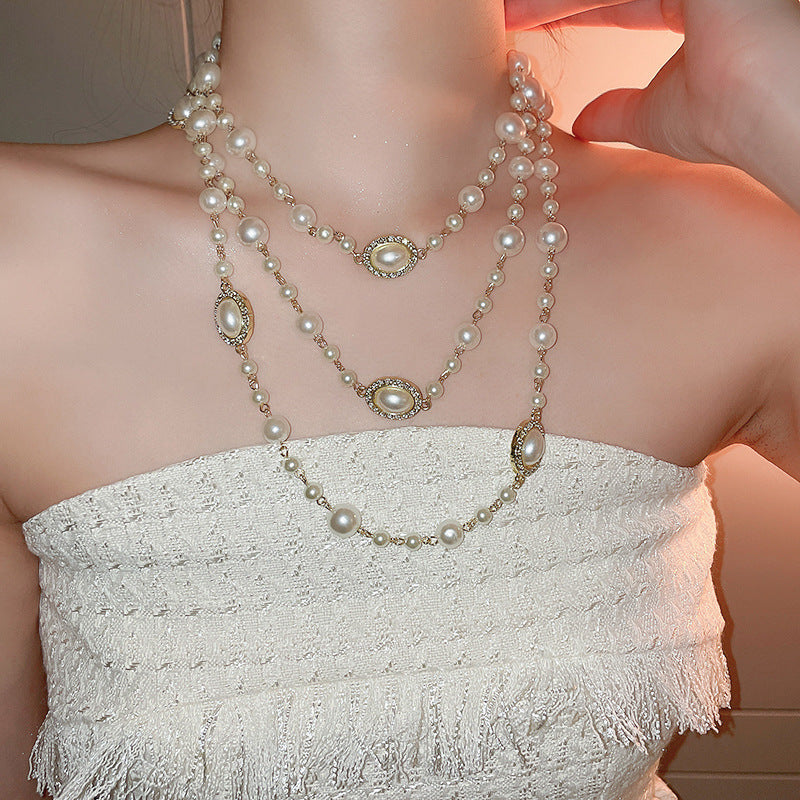 Women's Diamond Artificial Pearl Vintage Court Style Necklaces