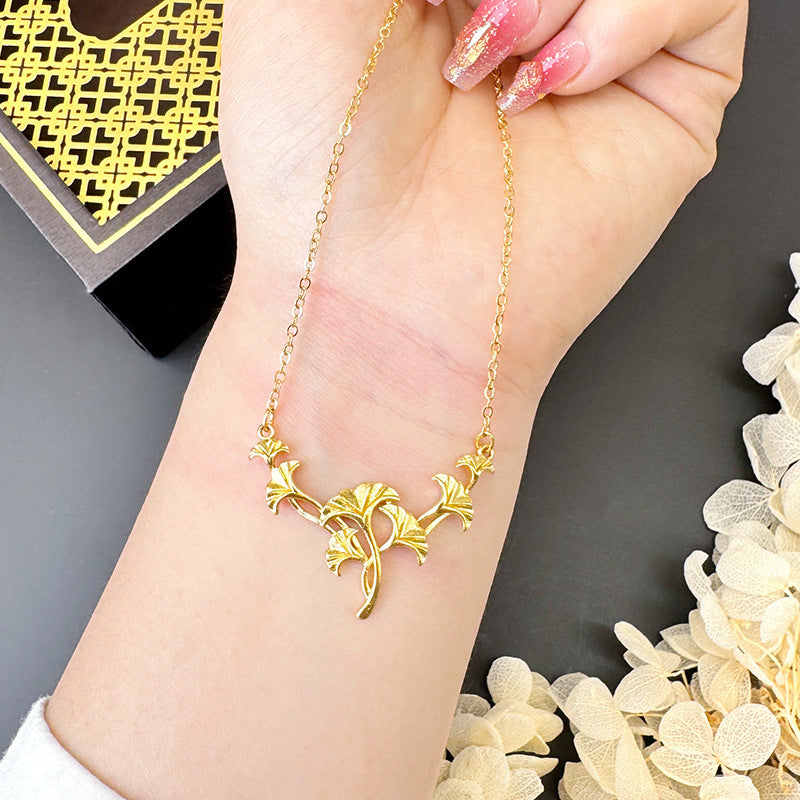Women's Vietnam Placer Gold Water Wave Chain Necklaces