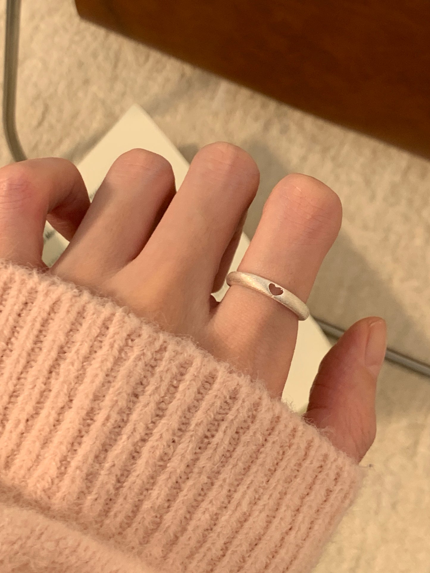 Women's Frosted Love Heart-shaped Combination Simple Daily Rings