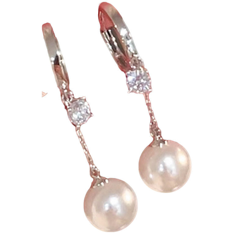 Women's Long Rhinestone Pearl High-grade Clip Light Luxury Minority Ear Buckle