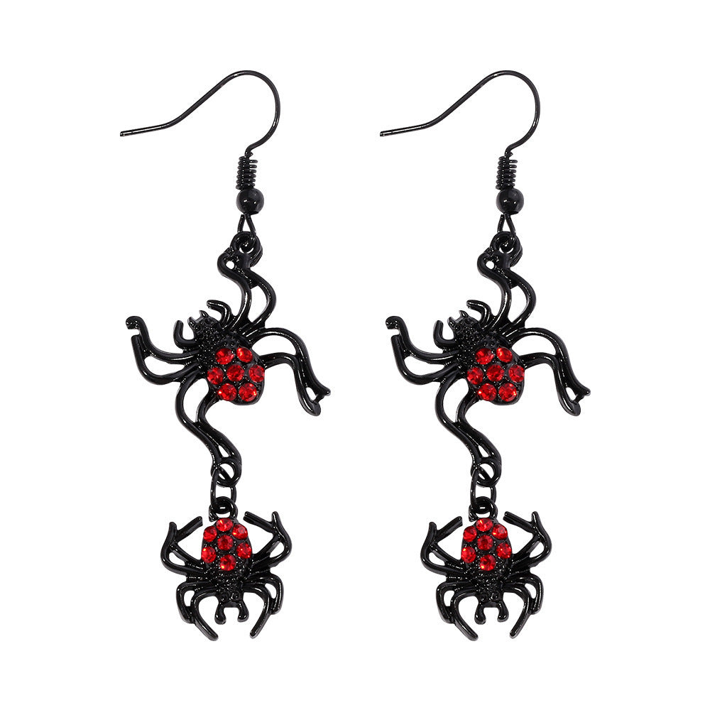 Short Personalized Retro Gothic Exaggerated Black Spider Web Earrings