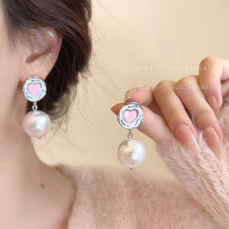 Light Luxury Minority Bow Pearl Graceful Long Earrings