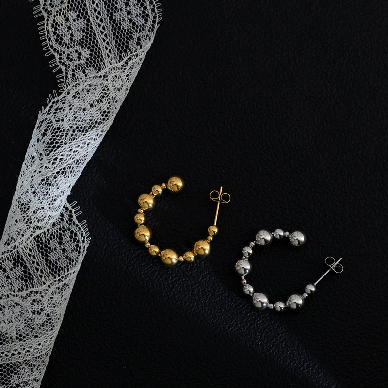 Bead Ear Stainless Steel Small Golden Rings