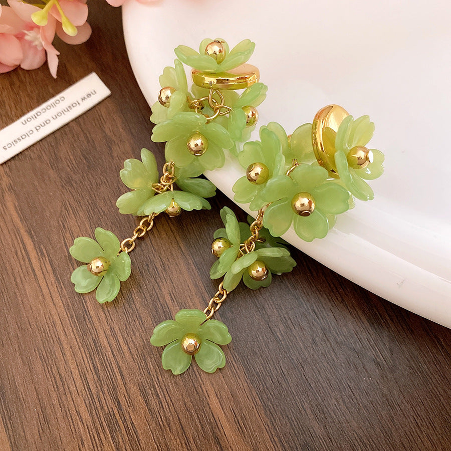 Acrylic Flower Tassel Super Fairy Mori Style Sweet Beautiful Light Earrings