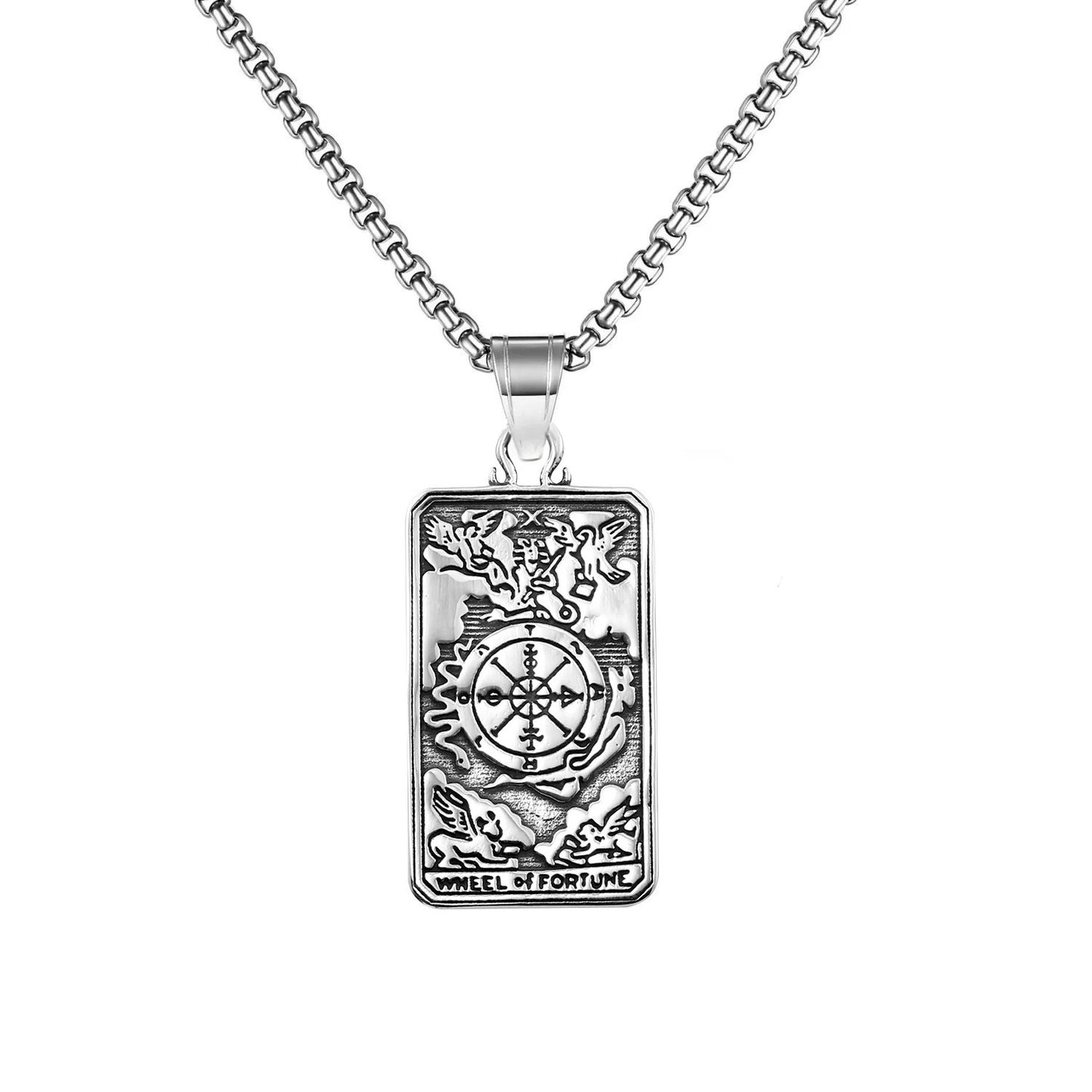 Four-sided Column Inscription Three-color Polished Three-dimensional Necklaces