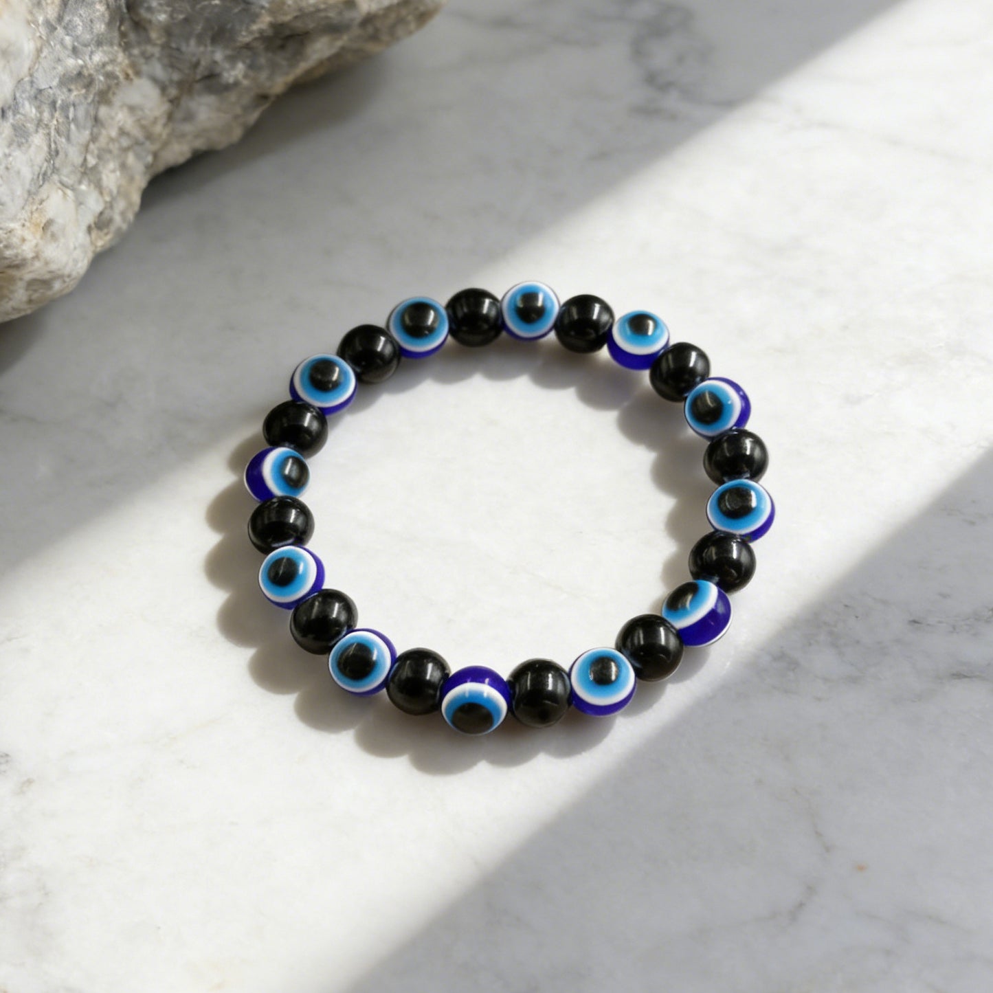 Blue Devil's Eyes Black Stone Handmade Bracelets