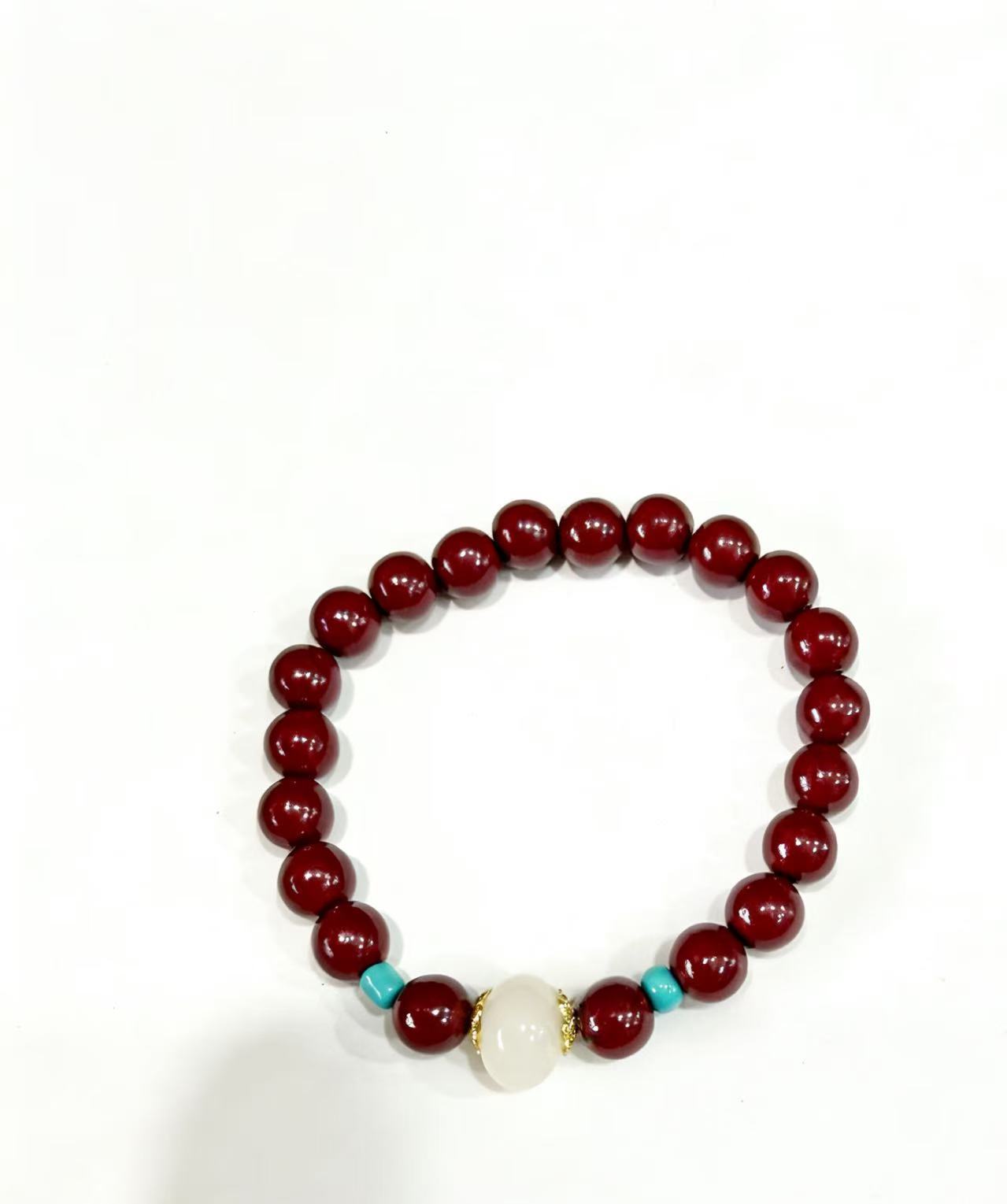 Women's & Men's Chinese Cinnabar Lucky Beads Peace Buckle Bracelets