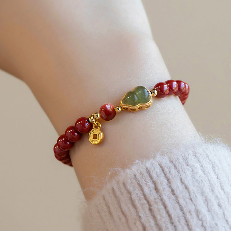 With Jade Fu Lu Fortune Ancient Style Beaded Bracelets
