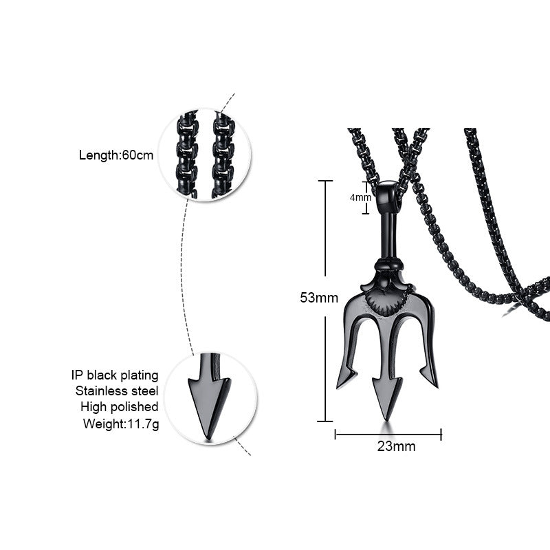 Men's Design Stainless Steel Trident Fashion Necklaces