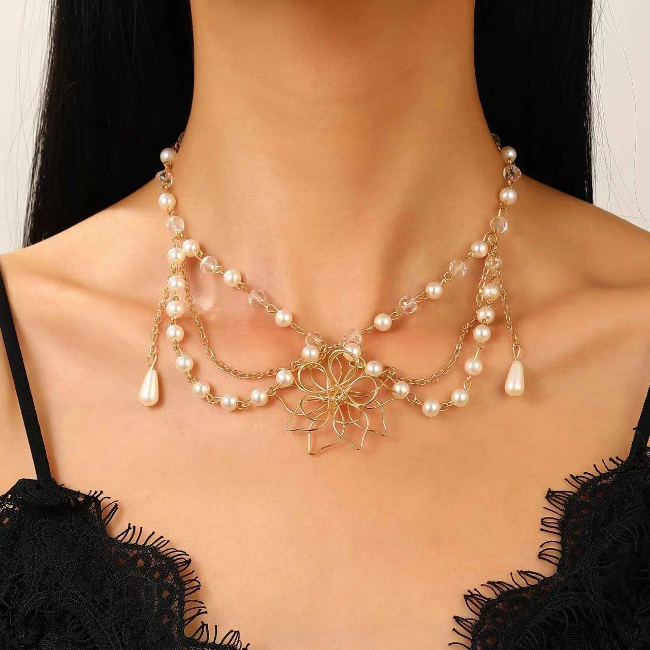 Women's Elegant Imitation Pearl Long Fashion Sweater Chain High Necklaces