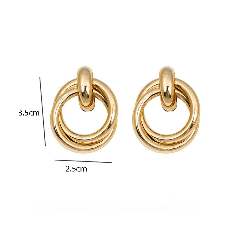 Women's Exaggerated Circle Trendy Metal Texture Elegant Earrings