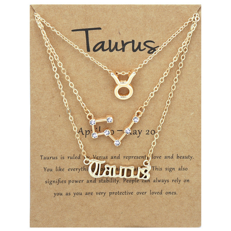 Constellations Suit Retro Alphabet Symbol Diamond Necklaces