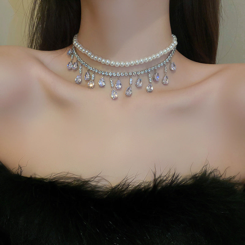 Women's Diamond Artificial Pearl Vintage Court Style Necklaces