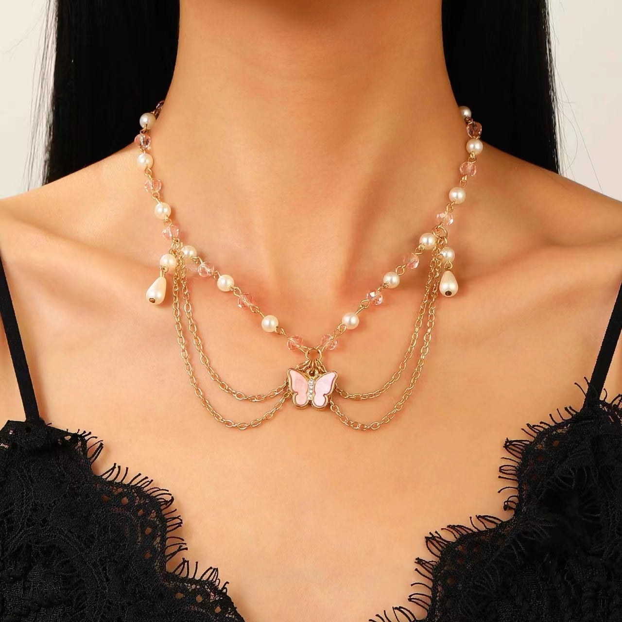 Women's Elegant Imitation Pearl Long Fashion Sweater Chain High Necklaces