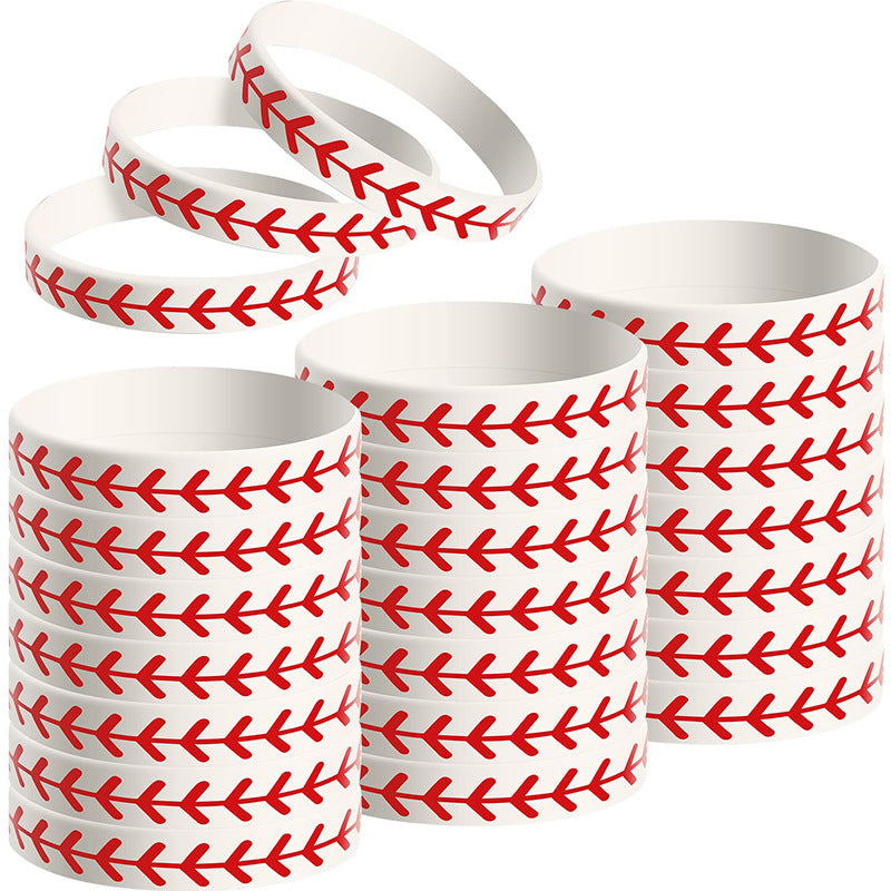 Softball Silicone Monochrome Full Circle Printing Stitching Bracelet