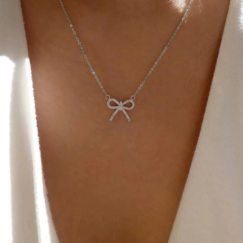 Women's Ornament Simple Fashion Bowknot Alloy Sweater Necklaces
