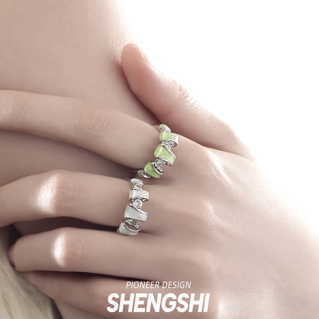 Enamel Female Niche High-grade Light Luxury Cold Rings