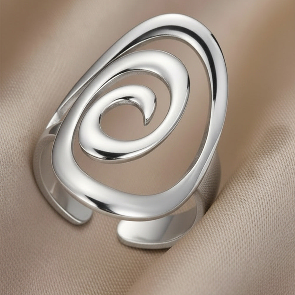 Stainless Steel Cold Wind Hollow Geometry Line Open Vacuum Plating Rings