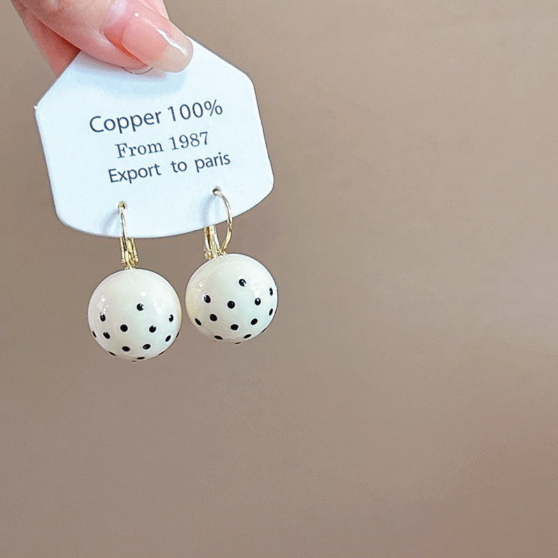 Women's Round Beads Bow Love Heart Simple Sweet Earrings