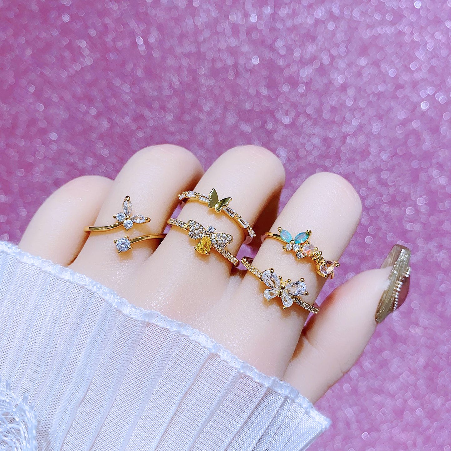 Women's Color Zirconium Series Adjustable Exquisite High-grade Design Trendy Rings