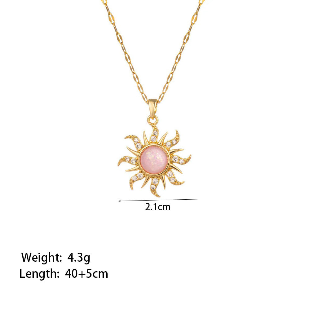 Women's Micro Inlaid Zircon Sun Star Moon Zodiac Clavicle Necklace