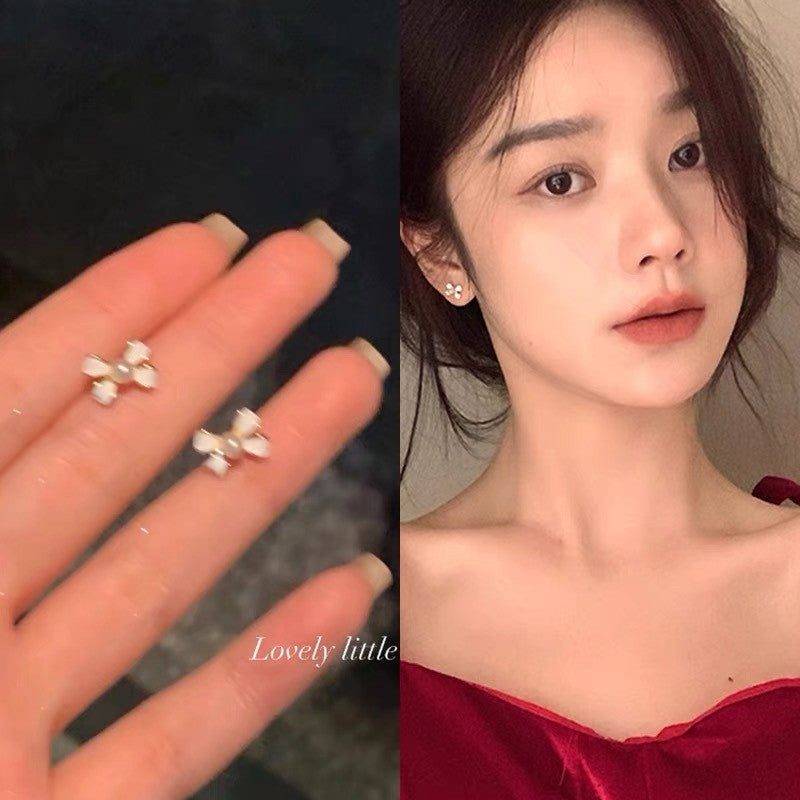 Women's Sier Needle Korean Style French Temperamental Pearl Earrings