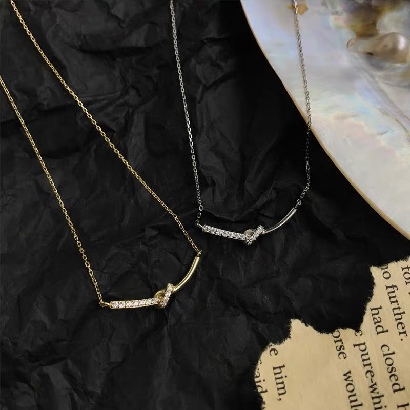 Women's Sterling Sier Gold-plated Knotted Niche Design Simple Personality Necklaces
