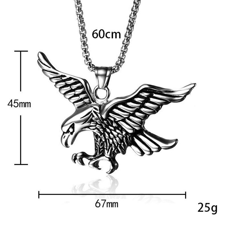 Men's Stainless Steel Titanium Eagle Wings Electroplated Necklaces