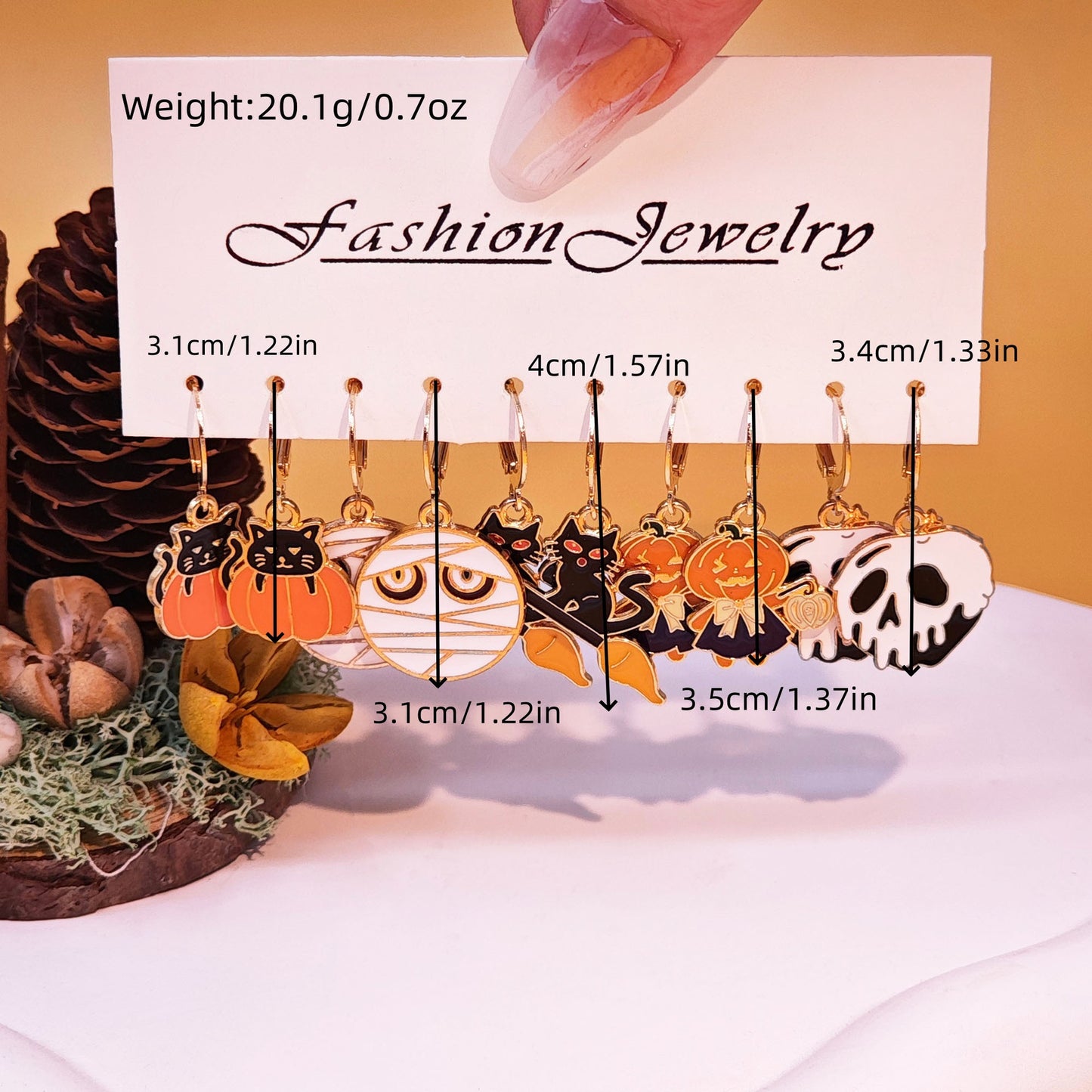 Fashion Halloween Pumpkin Black Cat Funny Personality Creative Smiling Earrings