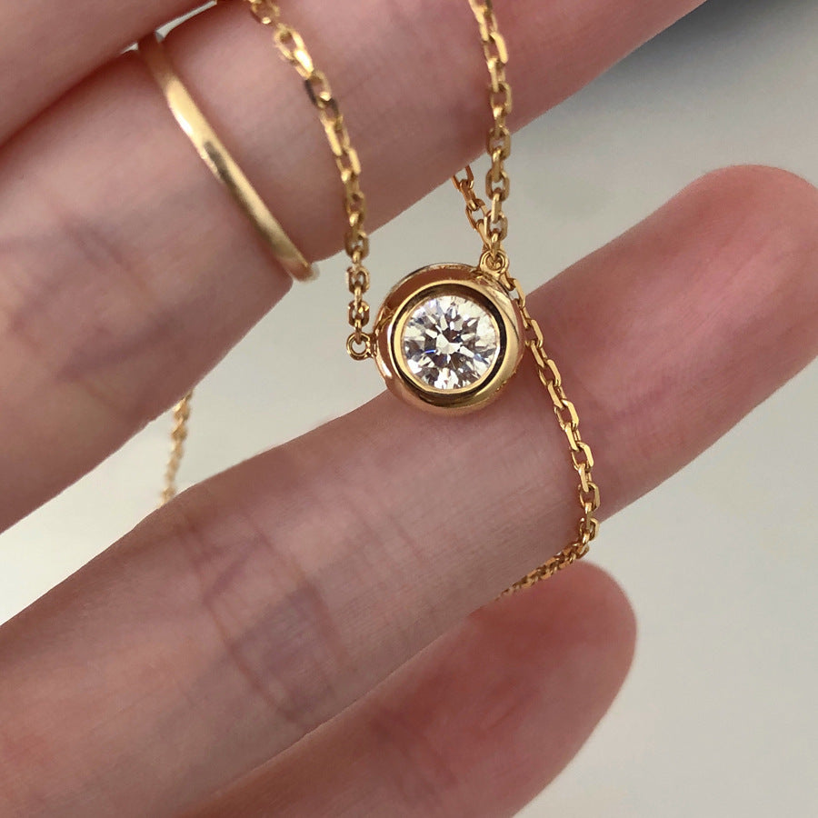 Women's Sterling Sier Solitaire Bubble Gold-plated Collarbone Necklaces