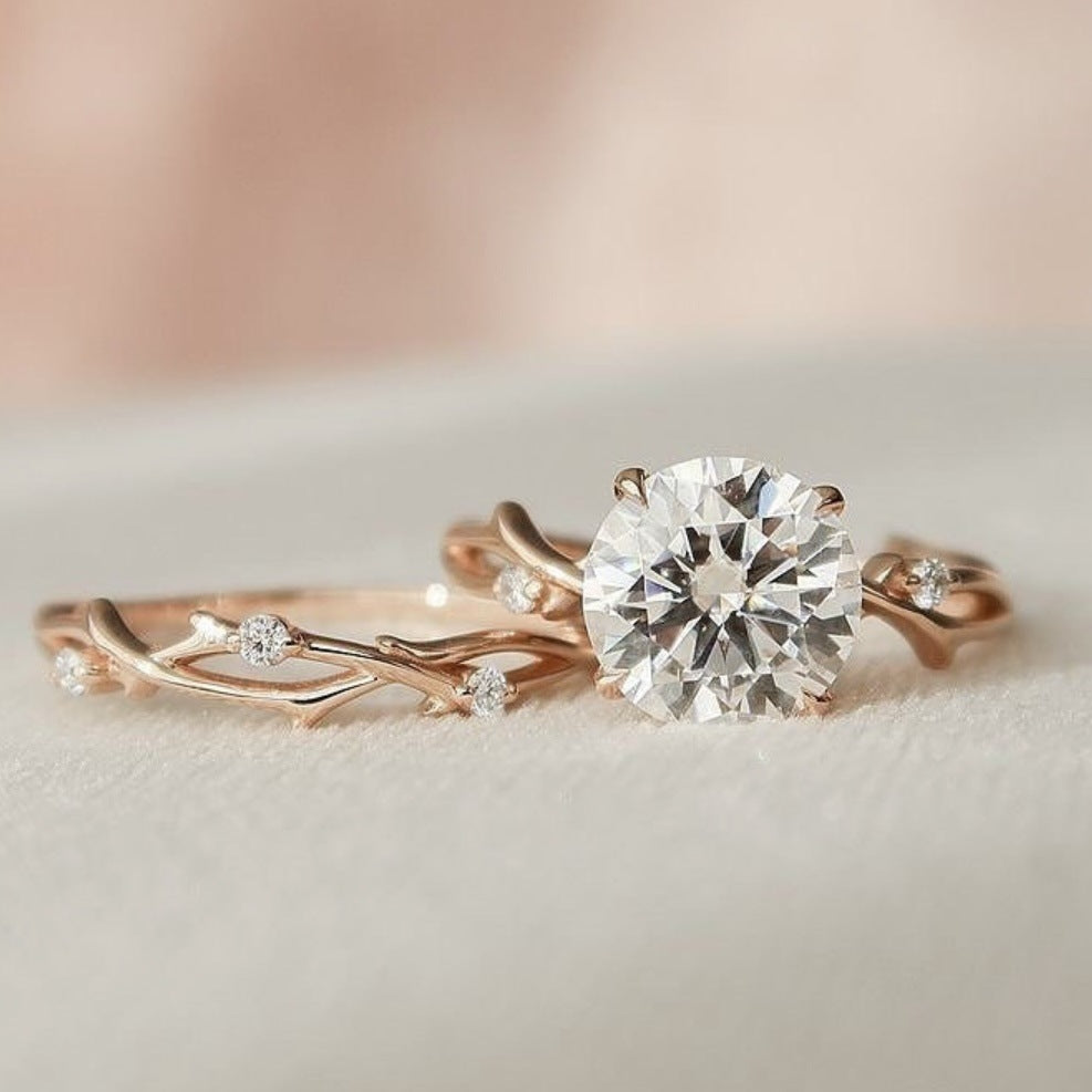 Women's Niche Zircon Proposal Diamond Rose Gold Rings
