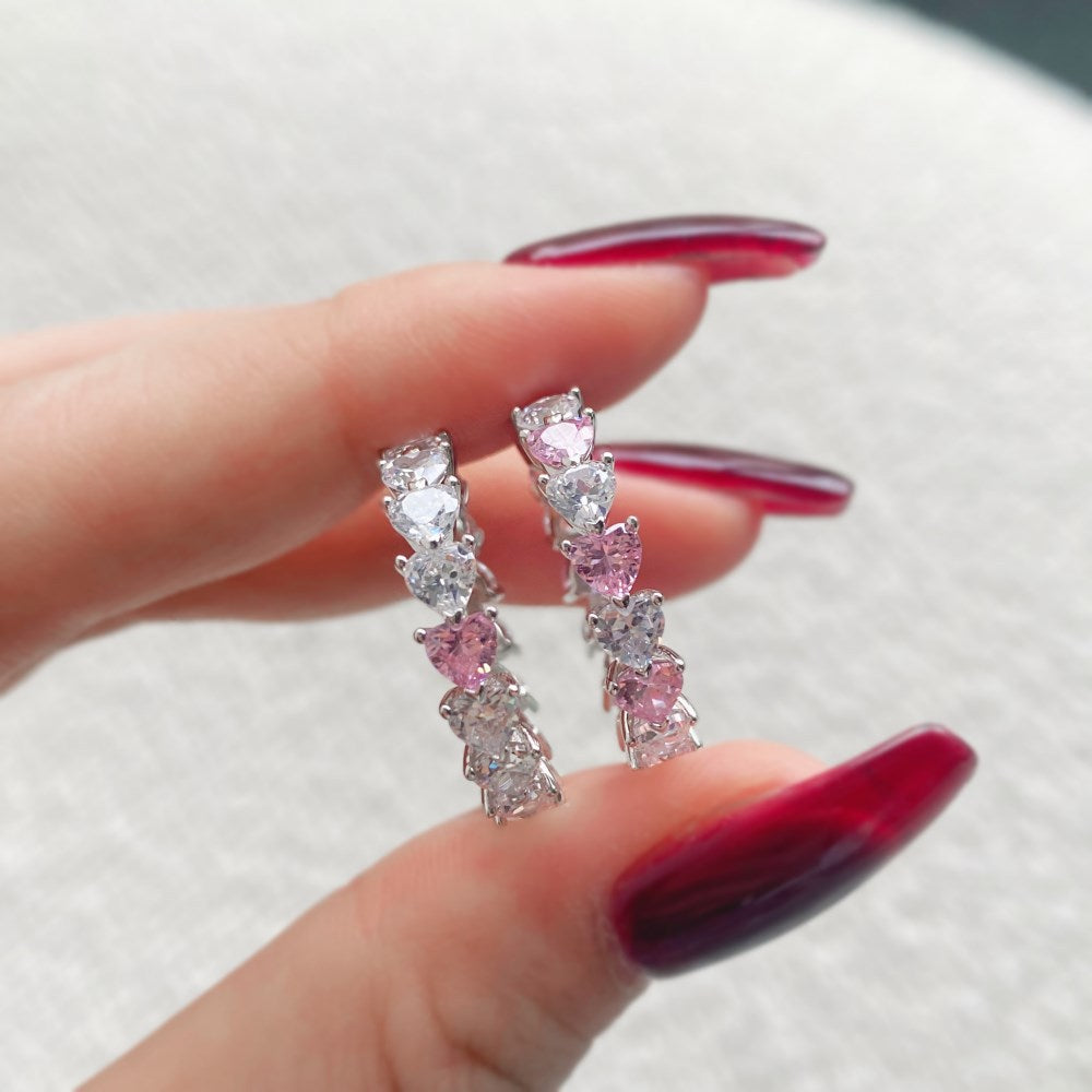 Peach Heart Zircon Gang Drill Light Luxury Colorful Rings