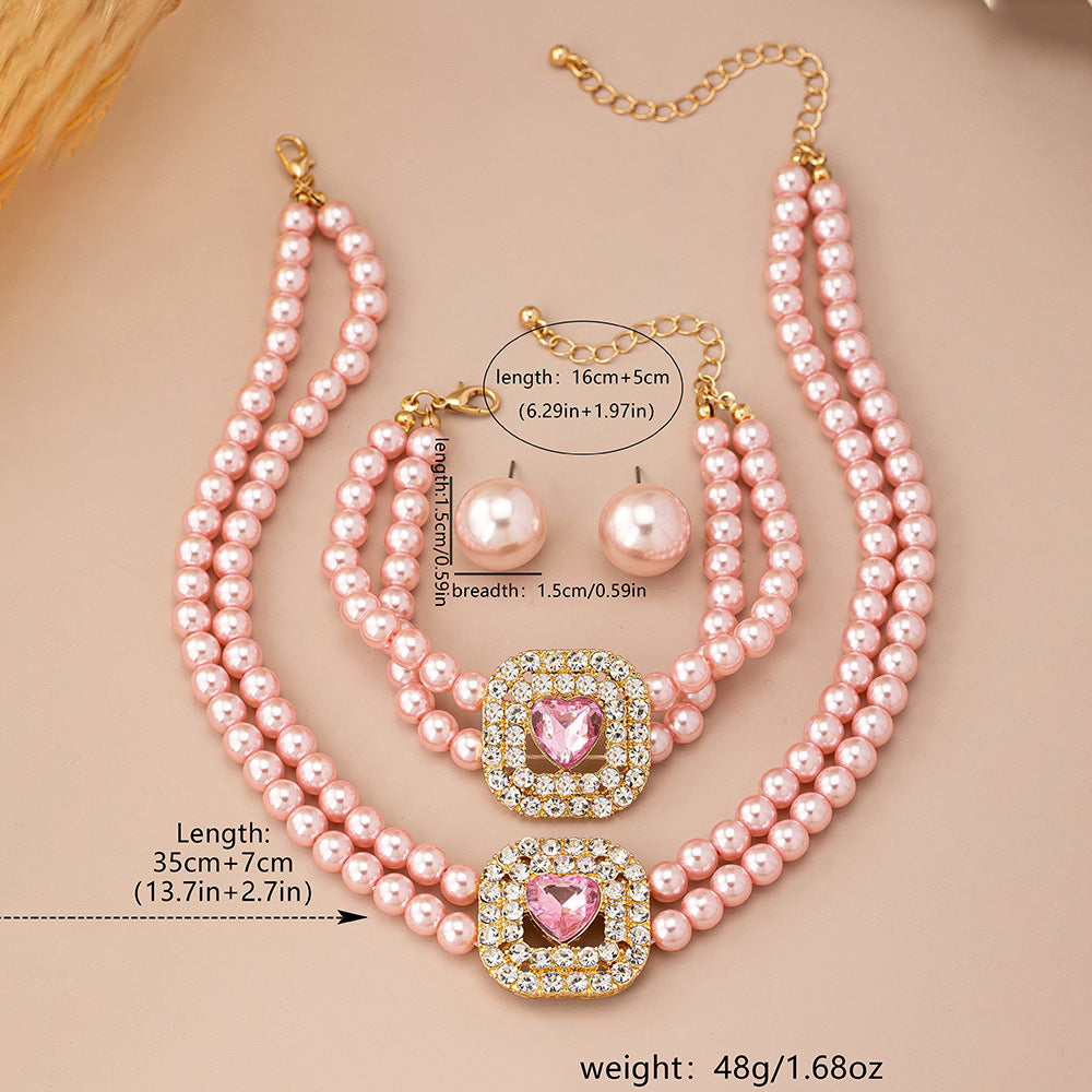 Women's Pearl For Temperamental Minority Design Love Jewelry Set